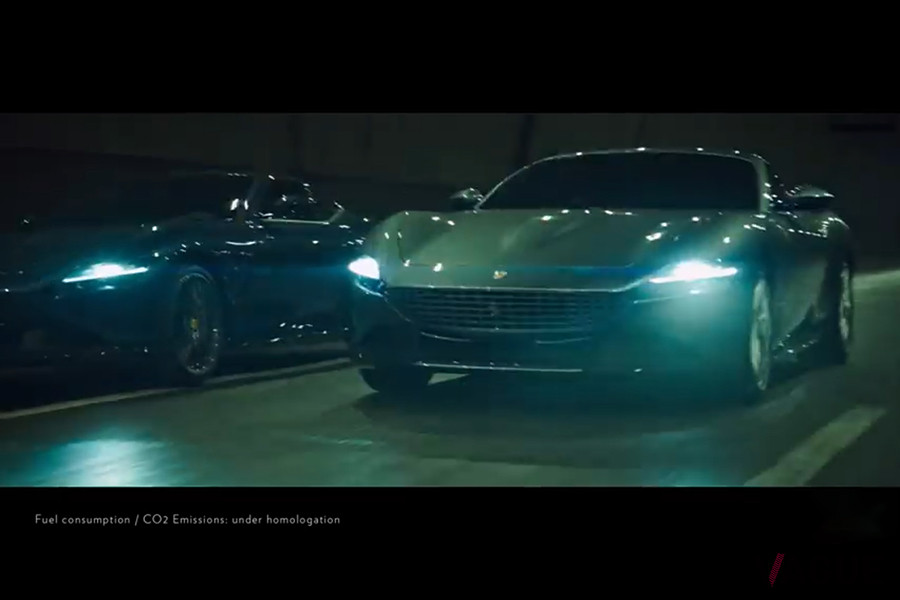 トンネル内で甲高いサウンドを響かせるフェラーリ「ローマ」（出典：フェラーリ版「甘い生活」公式SNS動画より）