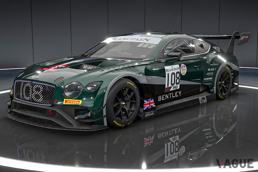 シム・レース選手権用のベントレー・コンチネンタルGT3のカラーリング