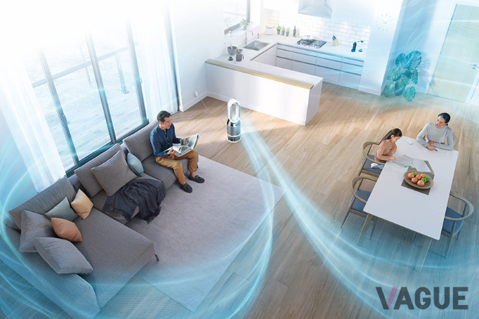 周囲の空気を巻き込んでクリーンな空気を放出する