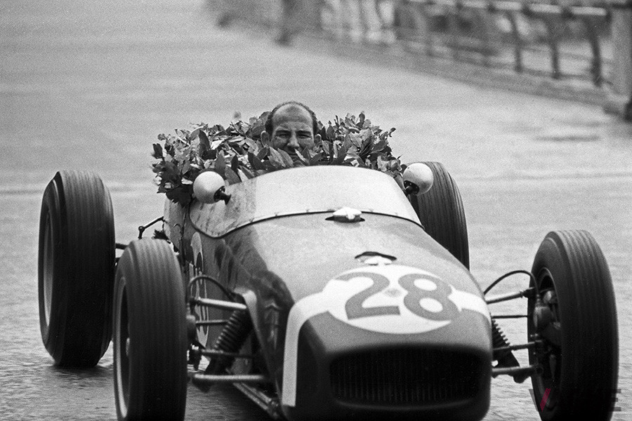 1960年F1モナコGP、スターリング・モスが運転するロータス・タイプ18