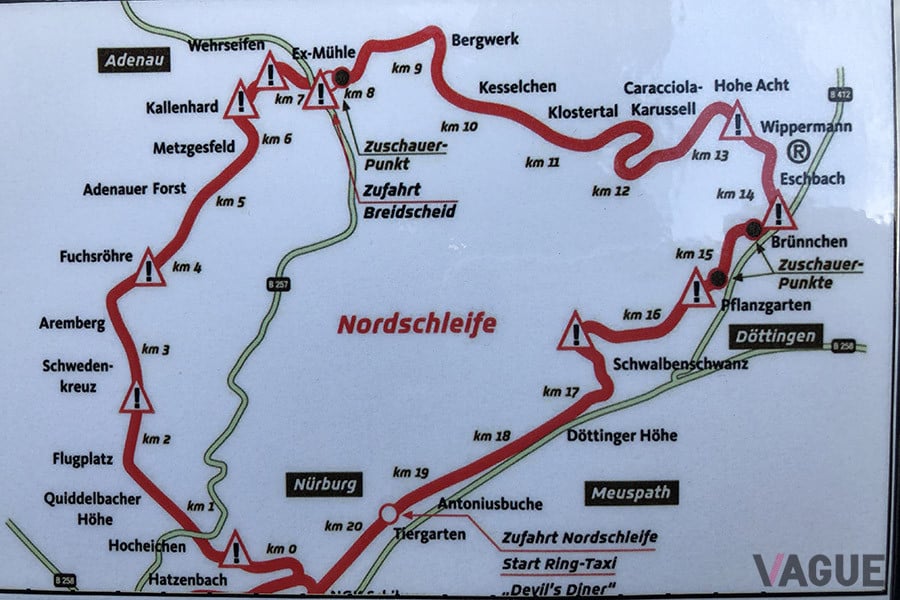 ニュルブルクリンク・ノルドシュライフェのコース図