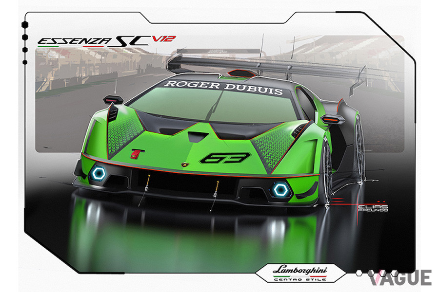 ランボルギーニ「Essenza SCV12」のスケッチ