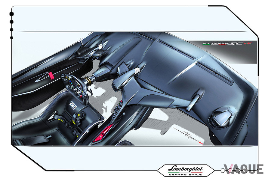 ランボルギーニ「Essenza SCV12」のスケッチ
