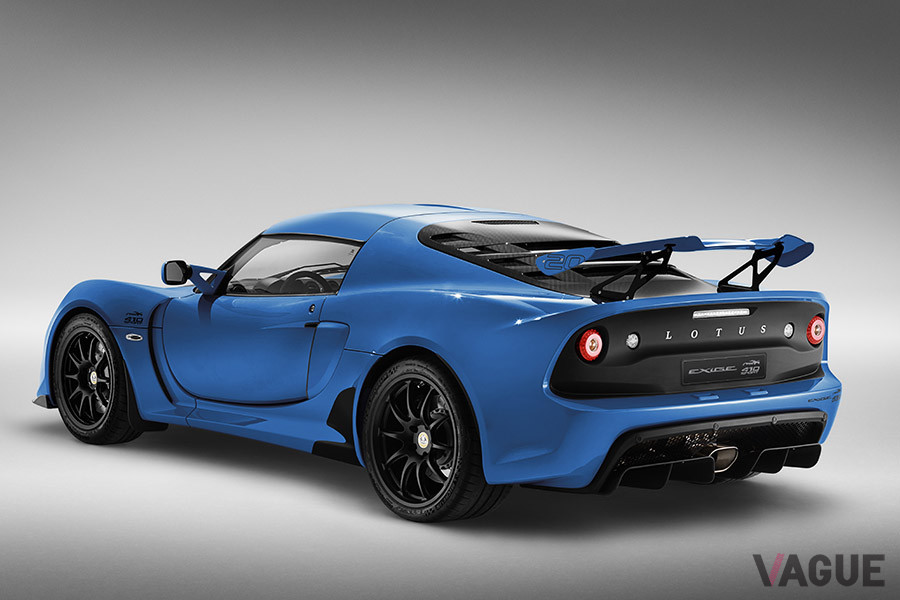 ロータスの限定車、「エキシージ スポーツ410 20thアニバーサリーエディション」。ボディカラーはレーザーブルー