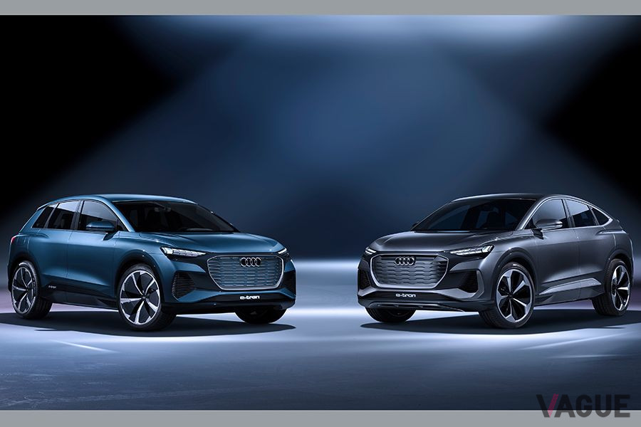 アウディ「Q4 e-tron」コンセプト（左）と「Q4スポーツバック e-tron」コンセプト（右）