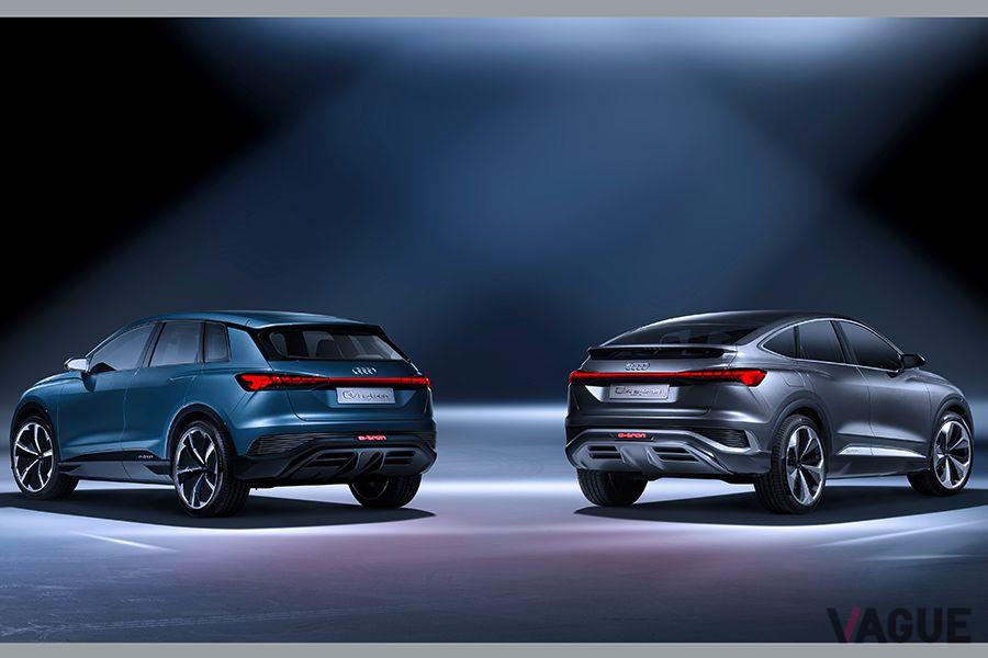 アウディ「Q4 e-tron」コンセプト（左）と「Q4スポーツバック e-tron」コンセプト（右）