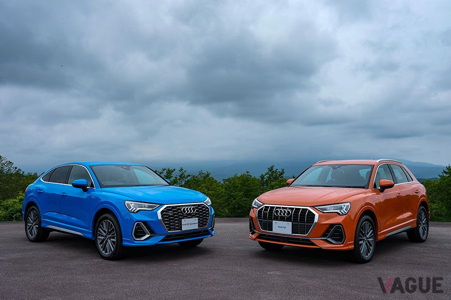 2020年7月7日に日本上陸をはたしたアウディ新型「Q3」（オレンジ）と「Q3スポーツバック」（青）
