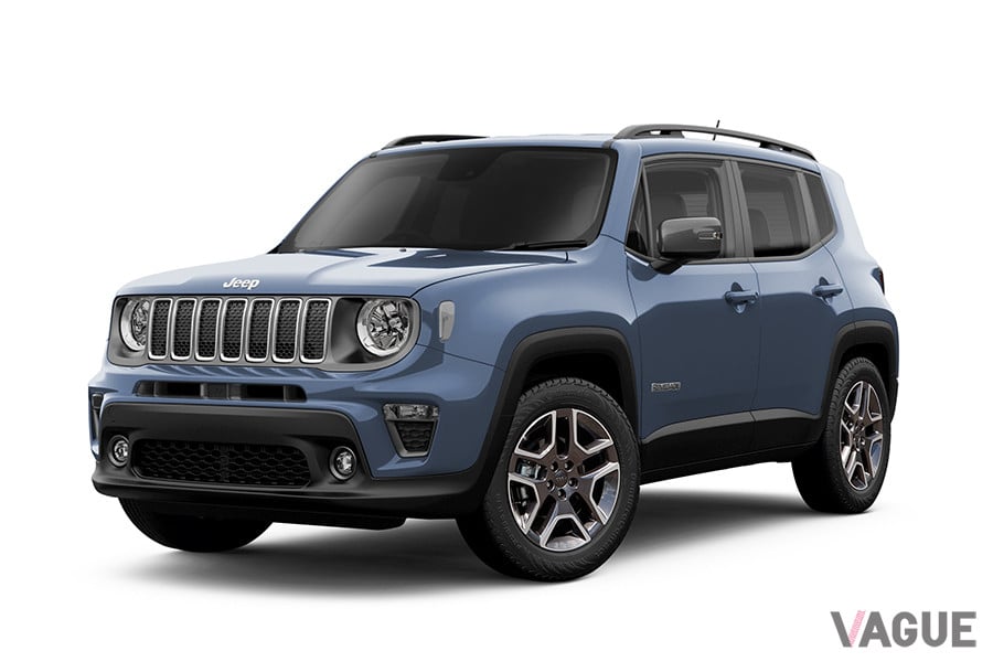 19インチアルミホイールをセットした「レネゲード・スレートブルー」は、100台限定