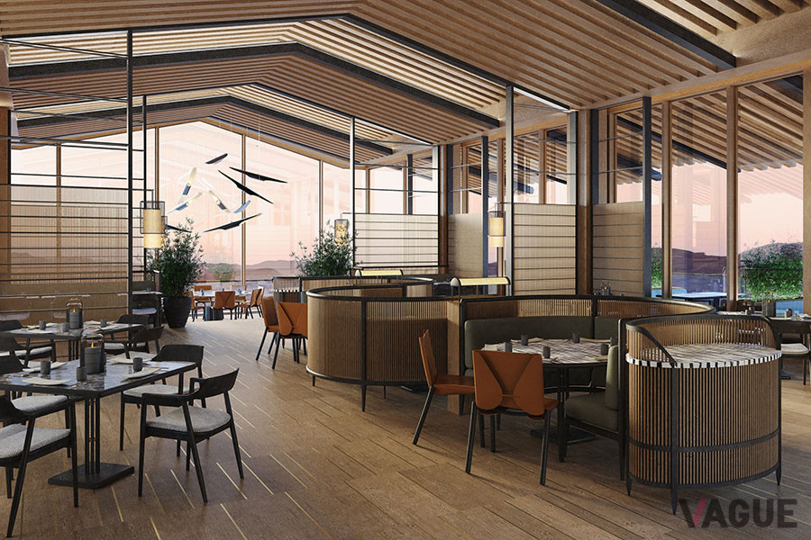 コースを走るクルマを眺めながら食事ができるレストラン