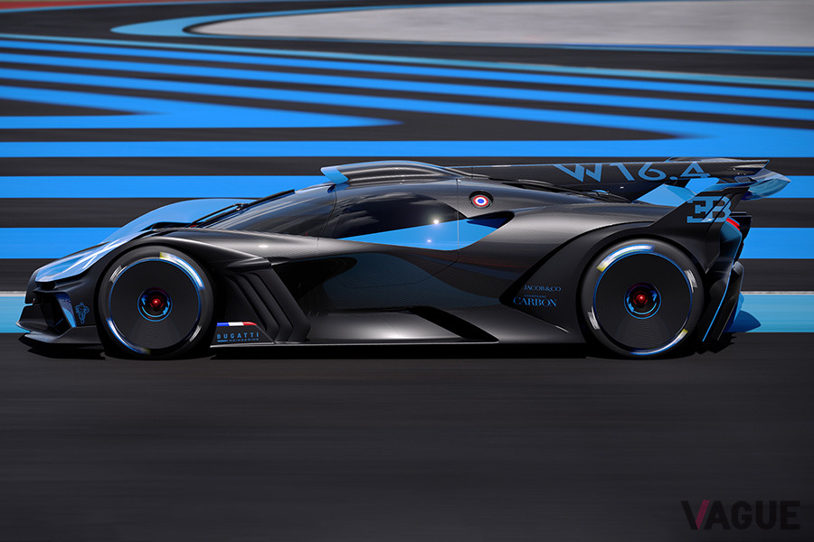 最高出力1850ps、最大トルク1850Nm、最高速度500km／h以上というブガッティ「ボライド」