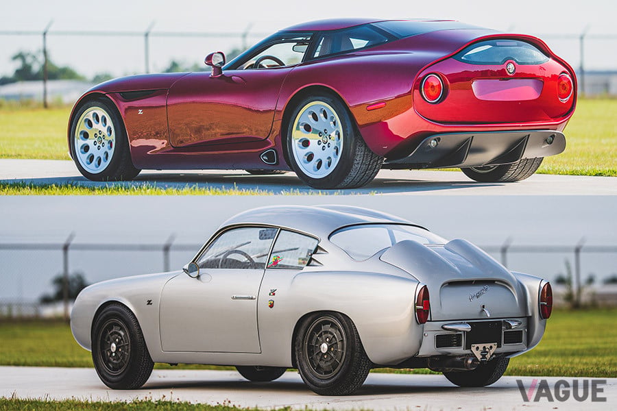 ルーフの左右の大きな「こぶ」＝「ダブルバブル」が特徴的な2台のザガート（C）2020 Courtesy of RM Sotheby's