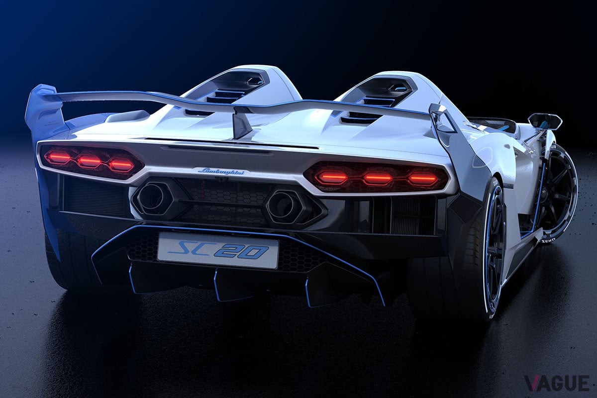 デザインはチェントロ・スティーレが担当し、スクアドラコルセが開発した2台目のワンオフモデルとなる「SC20」