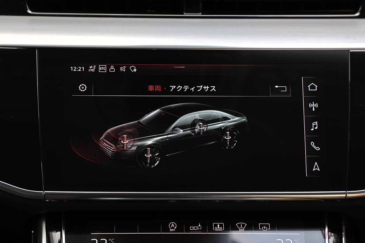 オプションのプレディクティブ・アクティブサスペンション設定画面