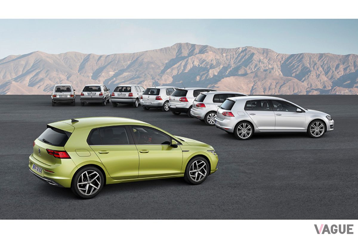 VW新型「ゴルフ」と歴代ゴルフ
