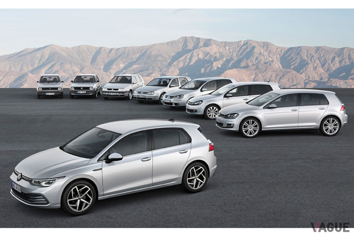 VW新型「ゴルフ」と歴代ゴルフ