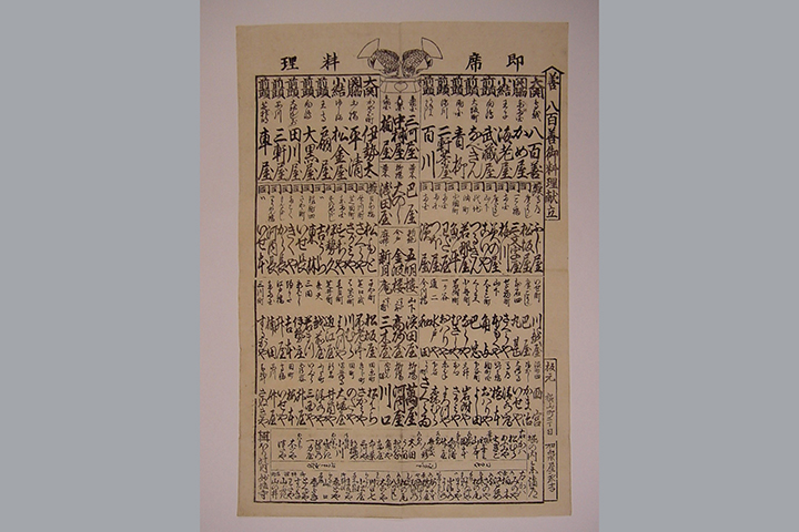 料理屋番付　江戸時代後期　東京家政学院大学附属図書館大江文庫蔵