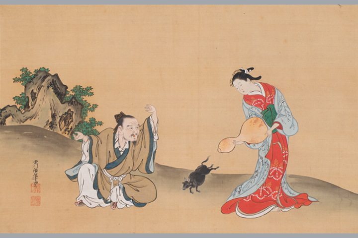 「女通玄(張果老)」西川祐信　江戸時代(18世紀半)　静嘉堂文庫美術館蔵【全期間展示】