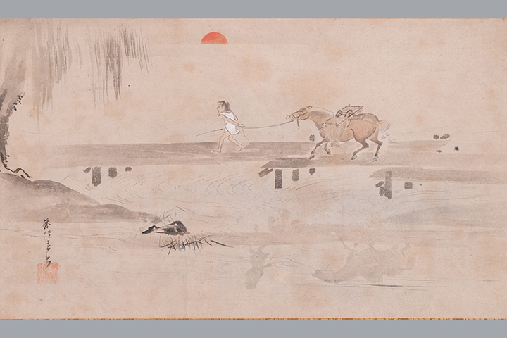 「朝暾曳馬図」英一蝶　江戸時代(17世紀)　静嘉堂文庫美術館蔵【全期間展示】