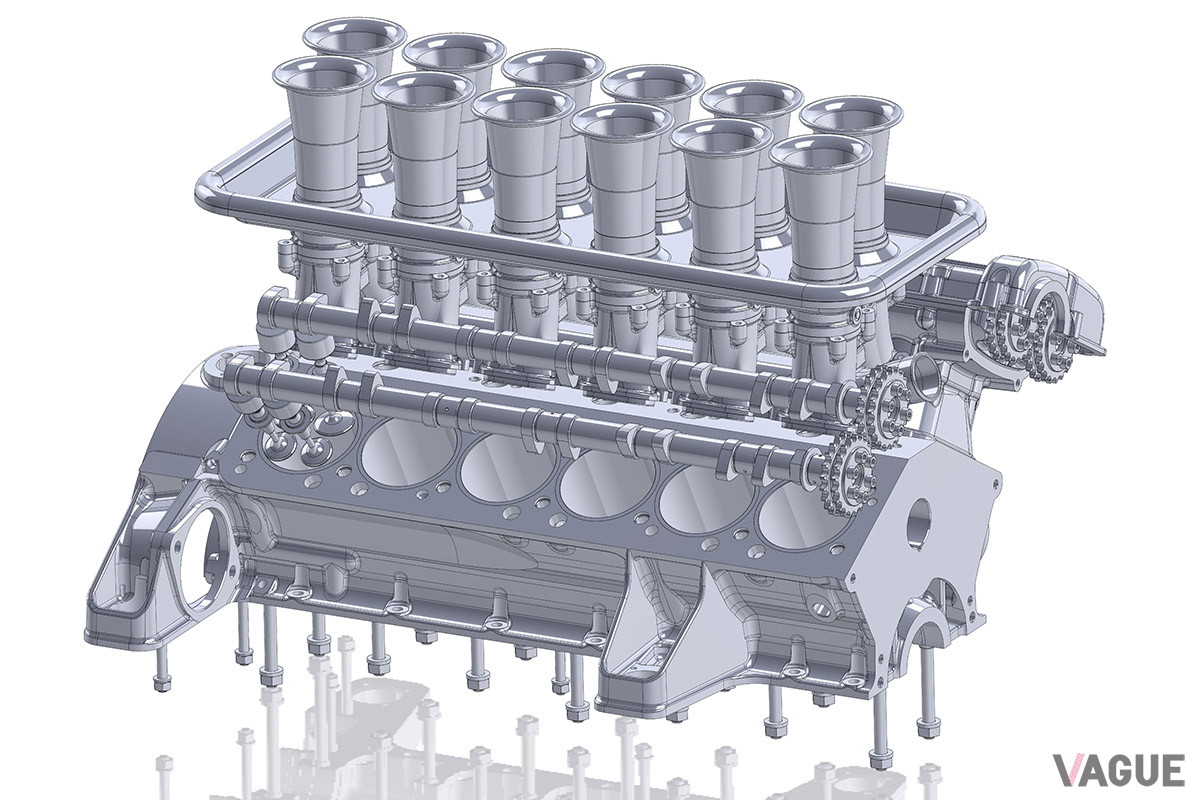 V12モダナのフロントに搭載されるパワーユニットのグラフィック
