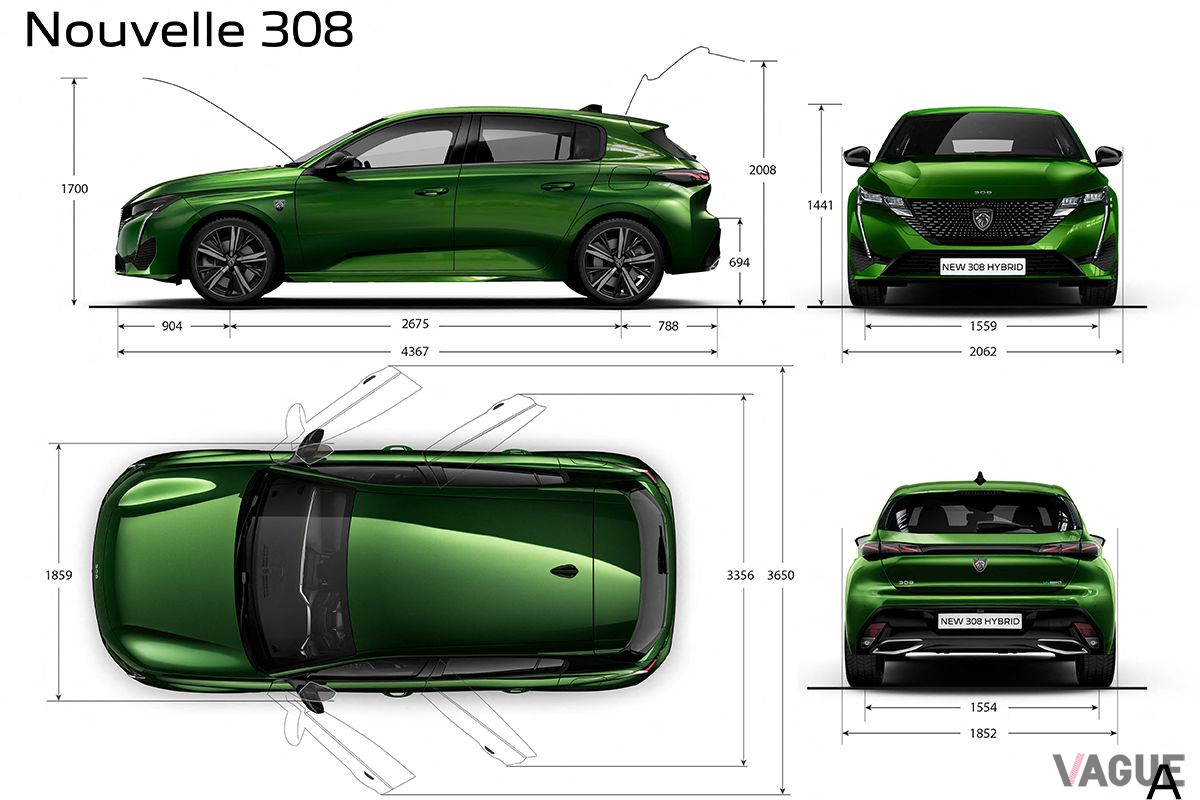プジョー新型「308」のボディサイズ