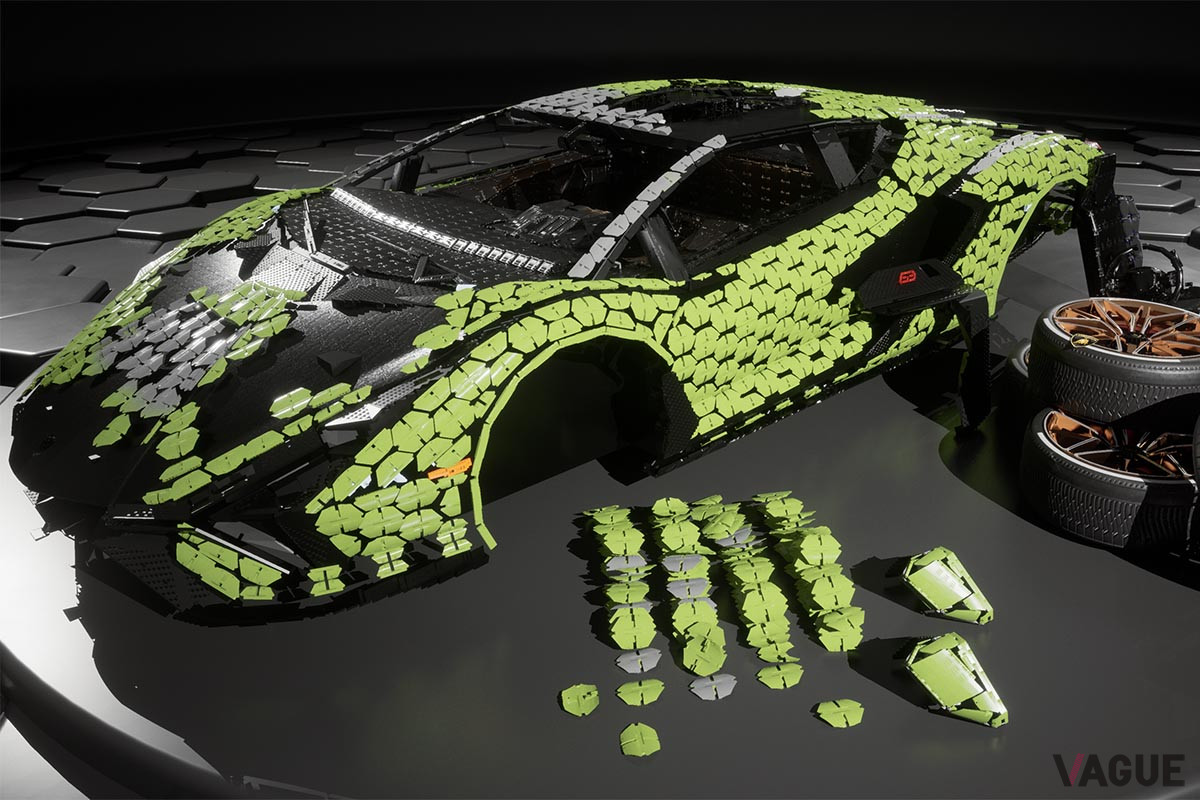 レゴで作成されたランボルギーニ「シアン」の実物大レプリカ