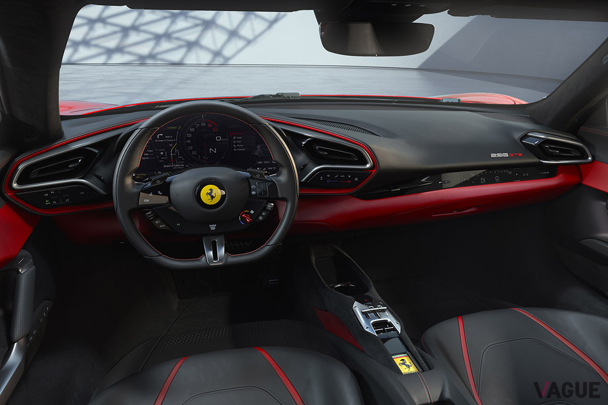 近年のフェラーリとしては、シンプルな造形になった「296GTB」のダッシュパネル