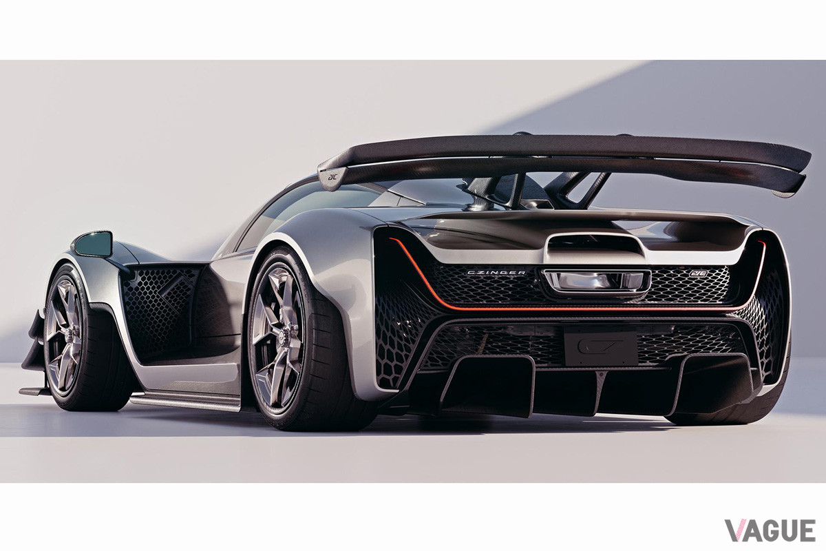 「ジンガー21C」のリアまわり。400km／h以上を狙うだけに、エアロデバイスも半端ない