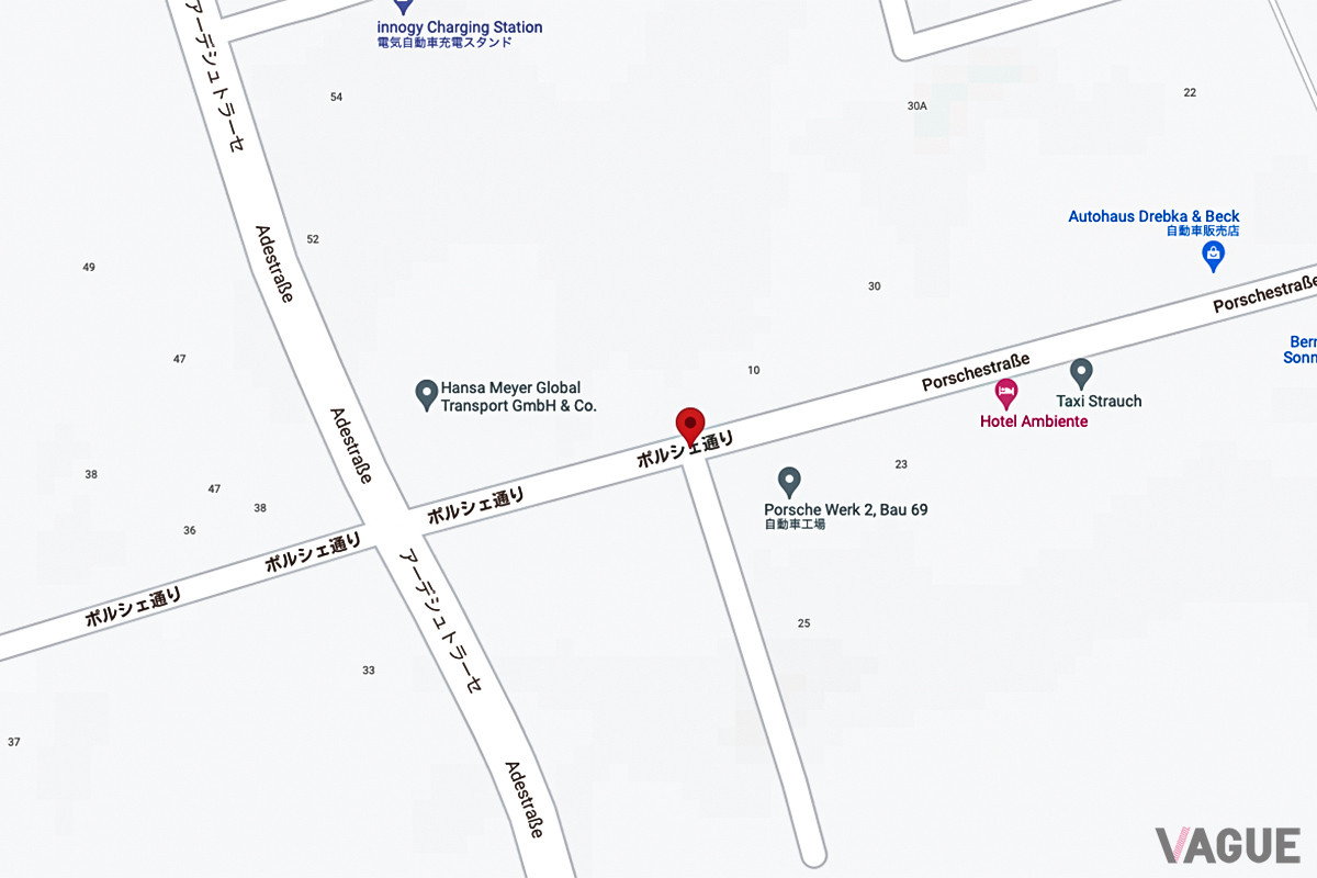 本国ドイツにある「ポルシェ通り」（C）Google Map