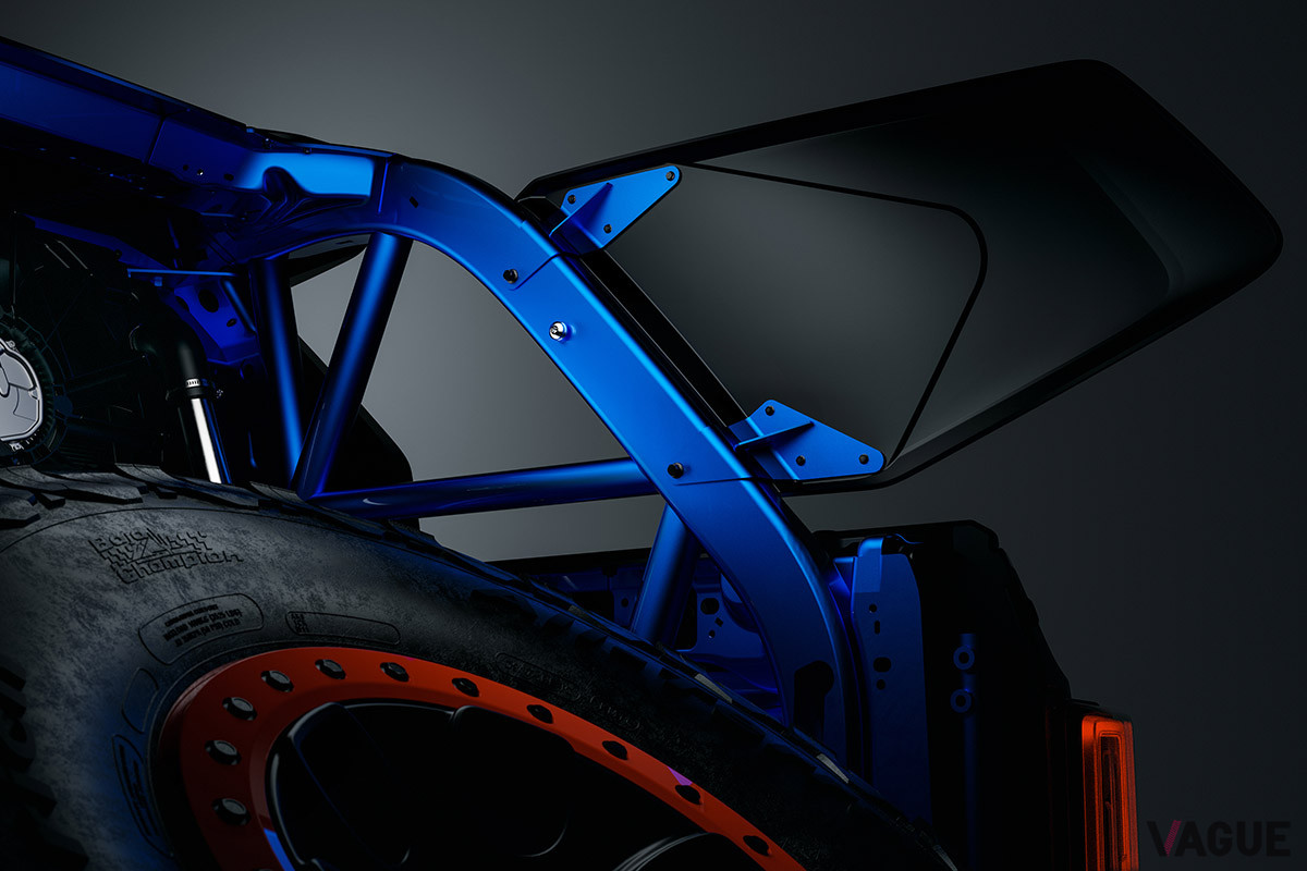 ボディ剛性は、広範な解析シミュレーションによるシャシフレームの最適化と、ロールケージによって確保されている