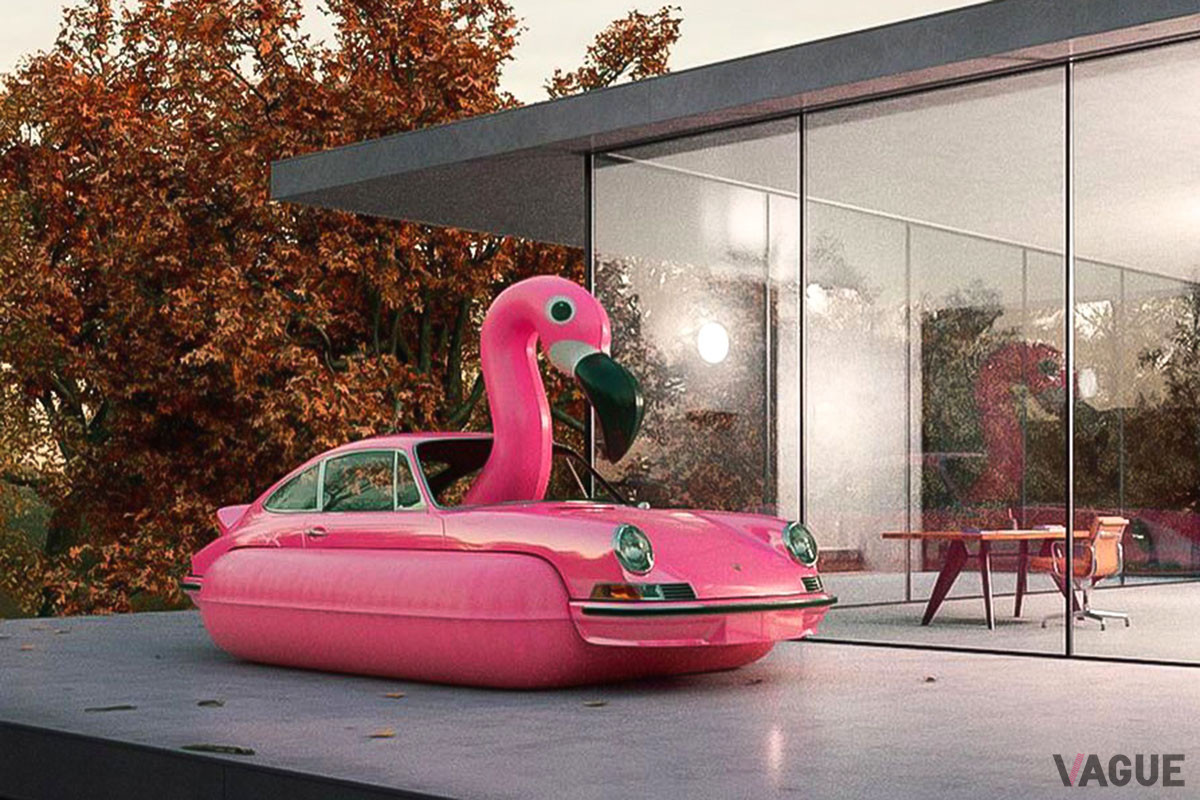 ピンクの可愛らしい901フラミンゴ。インスタグラムでの再生回数は12万3000にも及ぶ（C）Porsche（Facebook）
