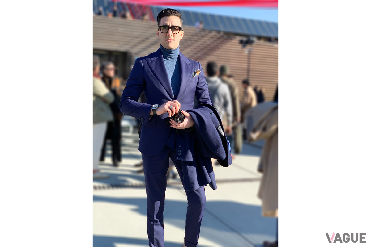 年に2回フィレンツェで開催される紳士服見本市ピッティにて撮影。これまで延べ1万人のスナップを撮り続けてきました