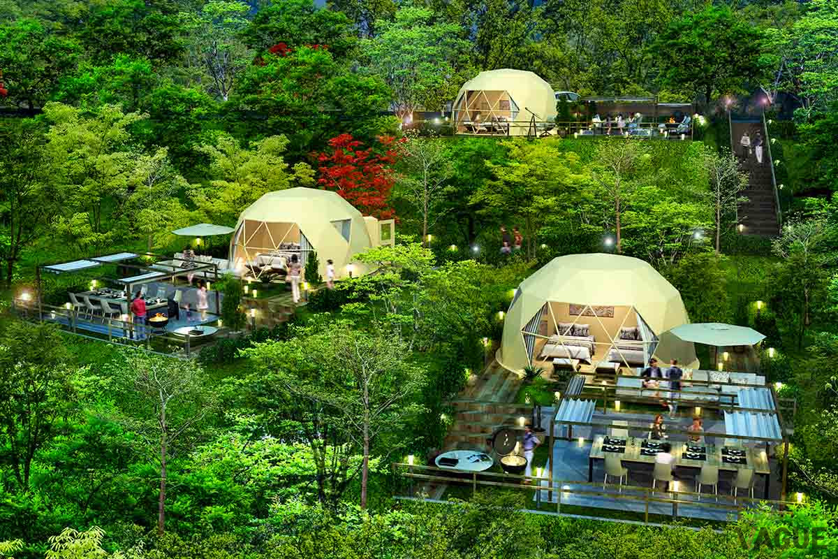 山梨県の山中湖村にオープンした「LE NIDO -ル・ニド-」は、全客室から堂々たる富士山の姿を一望できるプライベートグランピング施設だ