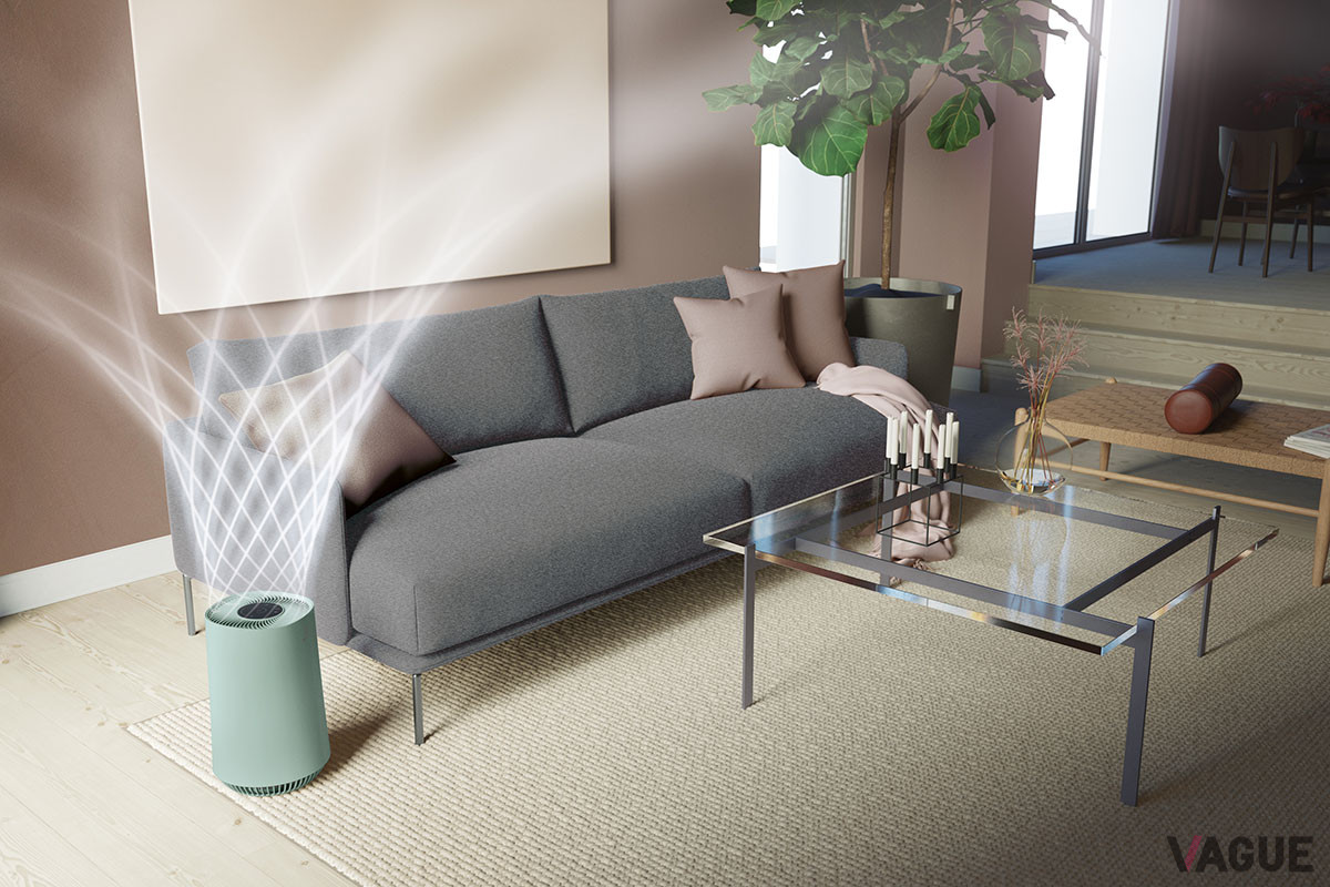 “エアサラウンドシステム”の採用によってきれいにした空気をスパイラル状に送り出し、部屋の隅々まで清潔な空気を循環させる