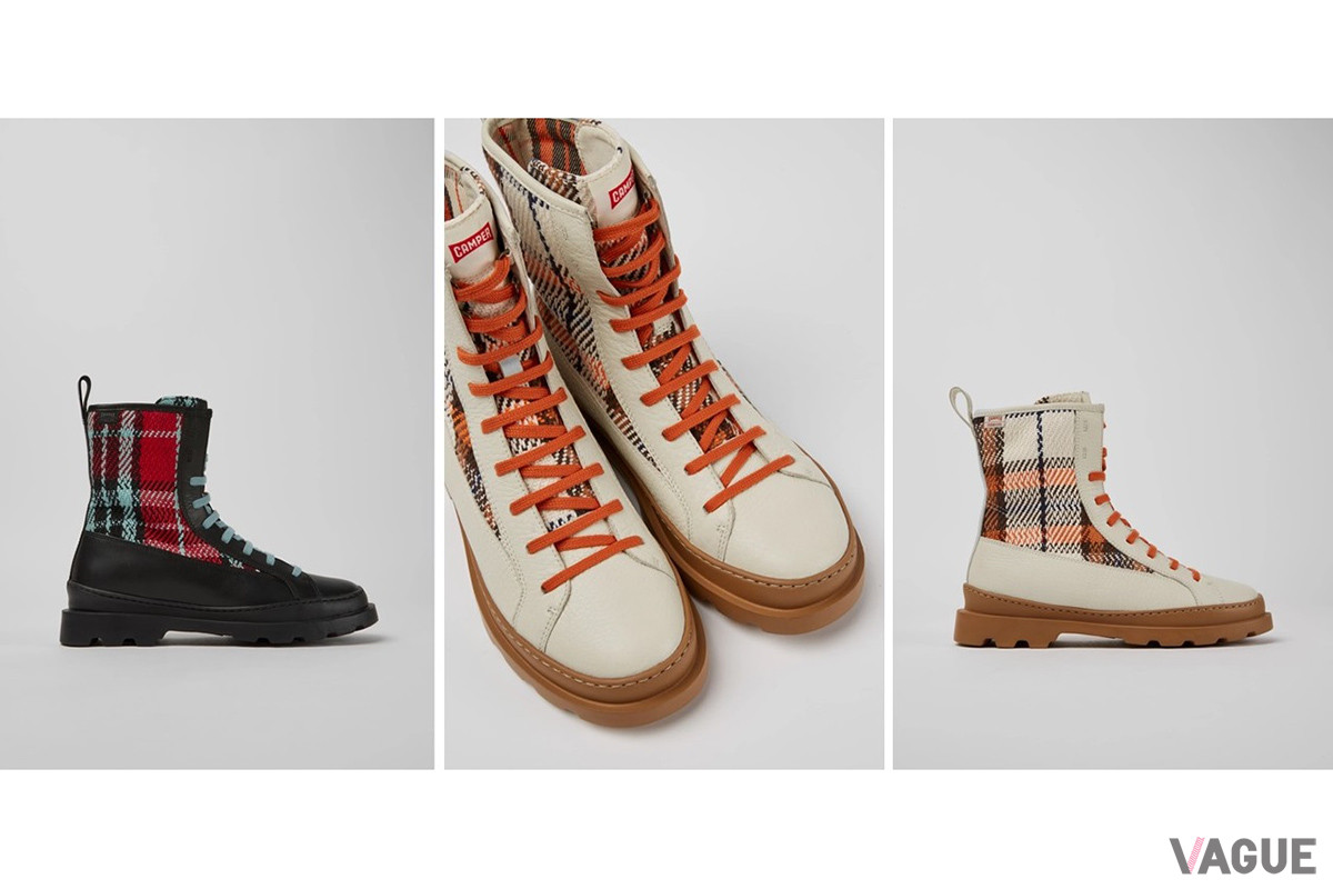 「BRUTUS for UNISEX」に採用される、保温効果のある素材“プリマロフト”を組み合わせた100％リサイクルコットンのタータンチェック生地。LWGレザーのインサートとともに時代を超えたタフさをプラスする