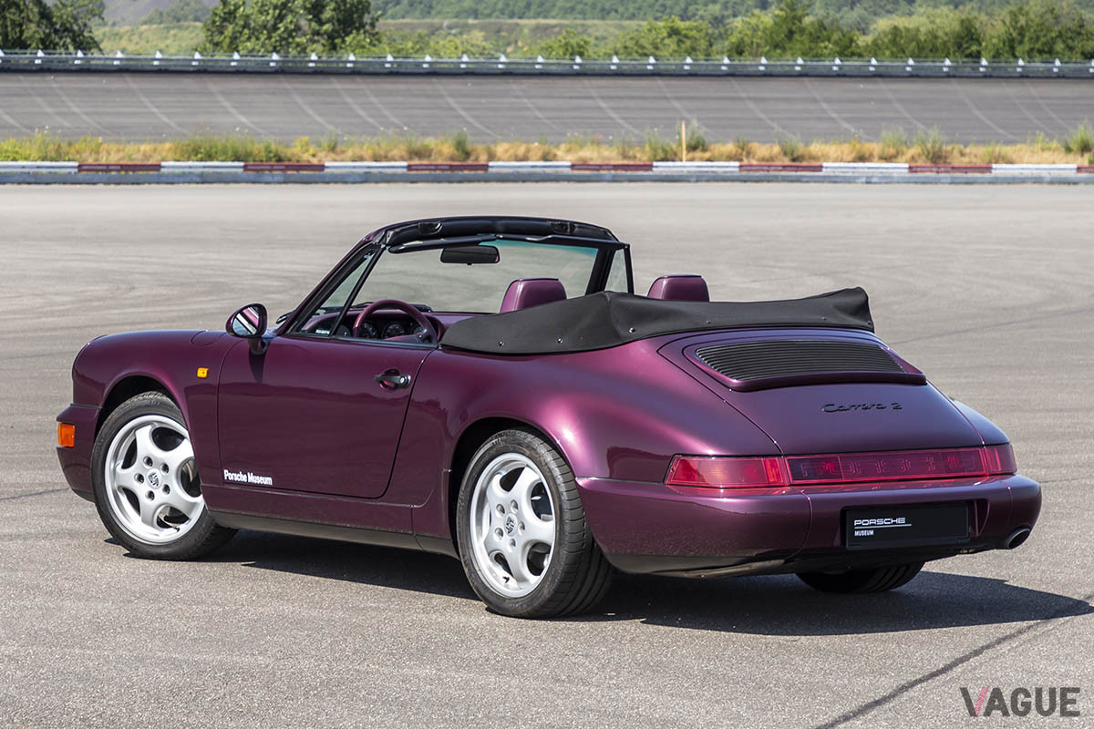 電動開閉ルーフのカブリオレモデルやタルガトップモデルがある。1992年以降はカブリオレモデルにターボルックが追加された（C）Porsche AG