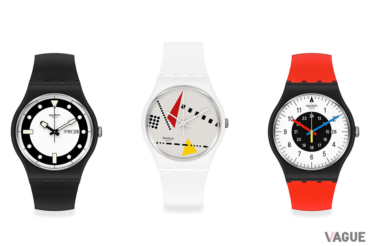 独特なカラーリングが映える、Swatchらしい遊び心あふれる「Swatch 1984 Reloaded」は、ケース素材にバイオセラミックを使用。バンドにもバイオ由来の素材を用いている
