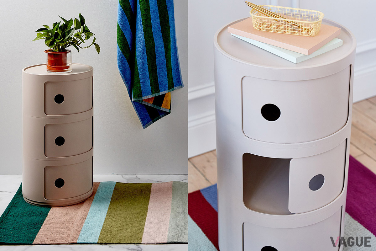 「Kartell コンポニビリ ビオ クリーム」は農業副産物の自然発酵から生まれた画期的なエコ素材を使用。塗料も水性カラーでつくられるなど100％自然の生分解性を備える