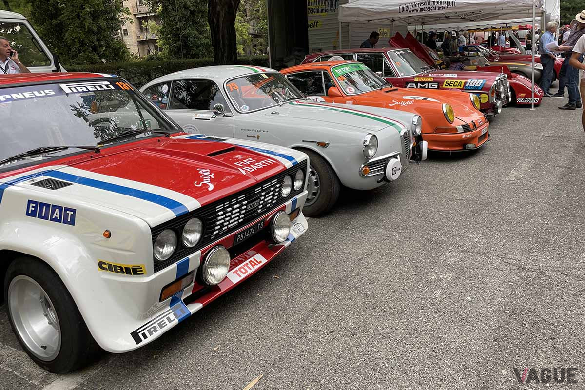 左からFiat Abarth 131 Rally／1977（Rallyssime）、Alfa Romeo Giulietta Sprint／1960（Turismo）