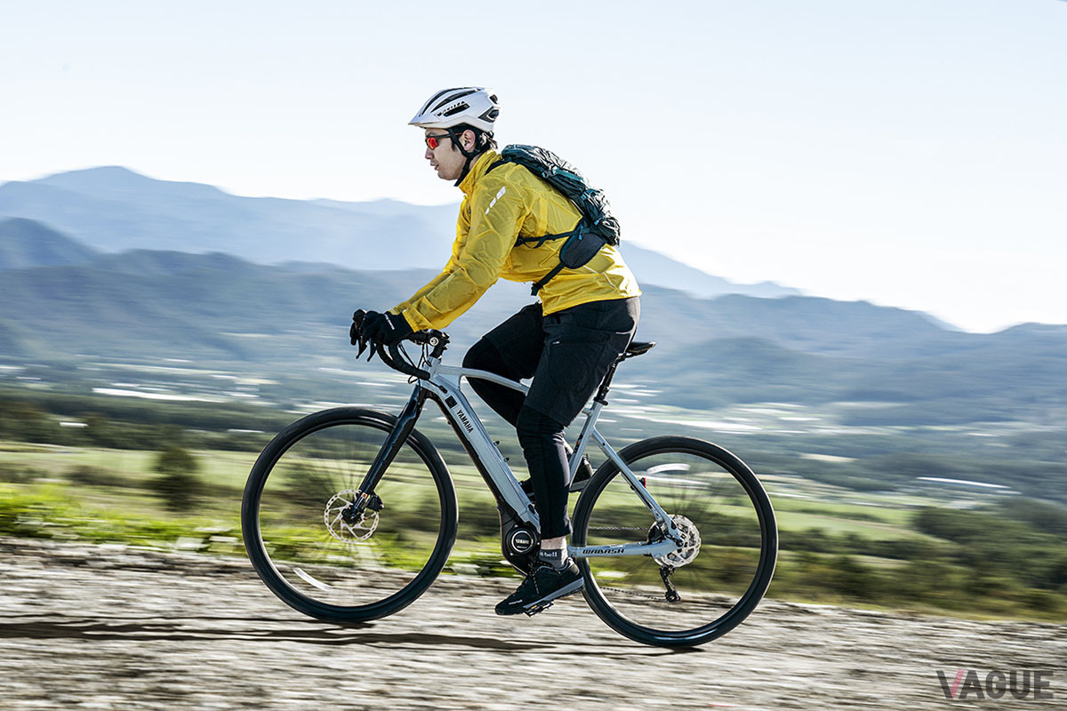 オフロードでの押さえが効きやすい形状のドロップハンドルとアップライトな乗車姿勢とが相まって、初心者でも乗りやすい「ワバッシュRT」