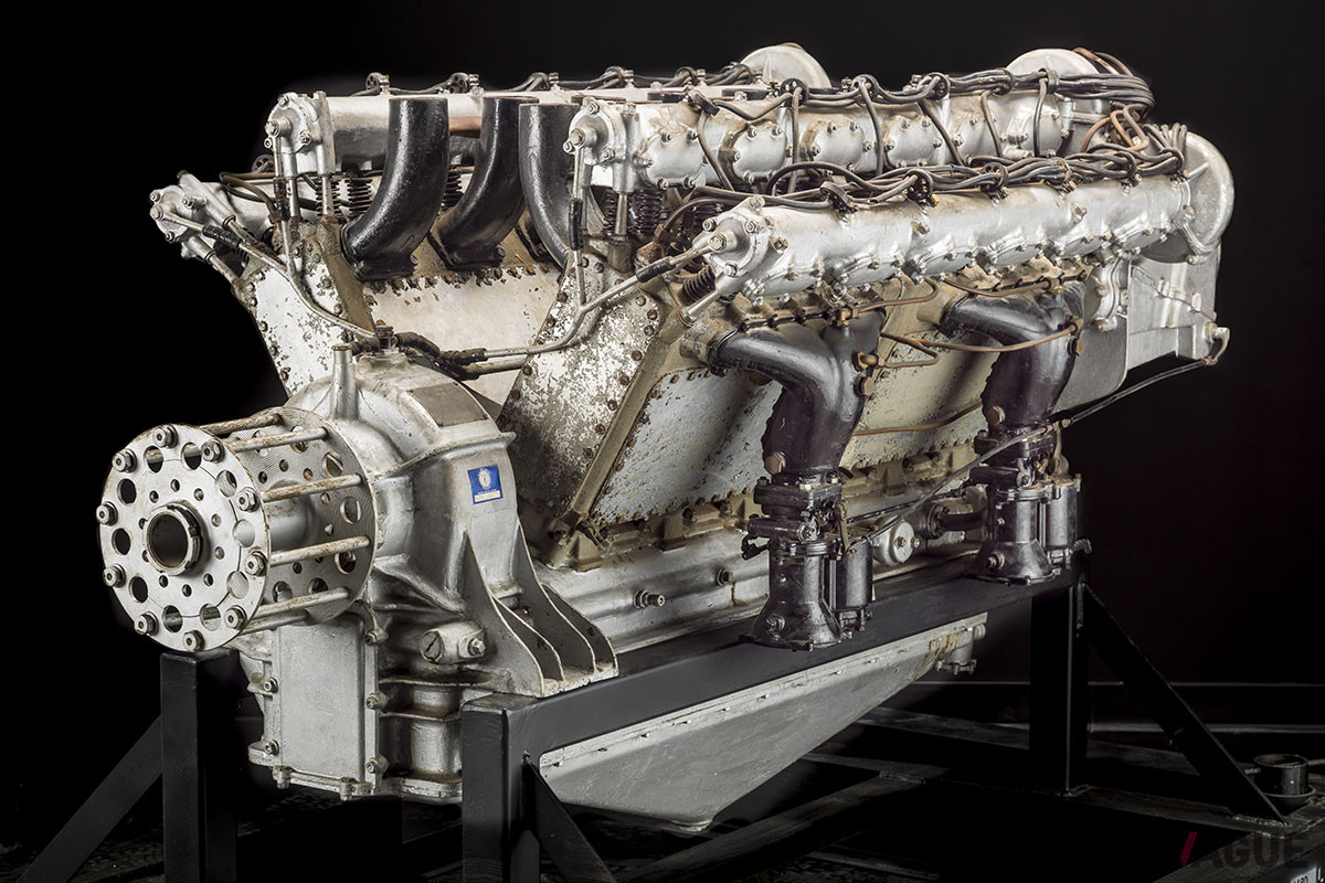 サンビーム・モーター・カー社による18.2リッターV12エンジン。最高出力は350psで、重さはなんと471.7kgもあった（ランボルギーニ アヴェンタドールのV12は234kg）（C）スミソニアン航空宇宙博物館