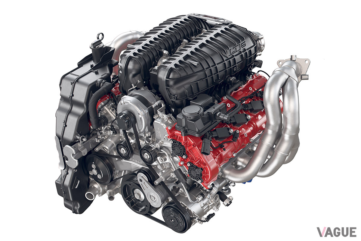コルベット「Z06」に搭載されるフラットプレーンクランク採用のV8エンジン。排気量5リッターの自然吸気で、最高出力は670psを誇る。史上最強の自然吸気V8になるともいわれている（C）General Motors