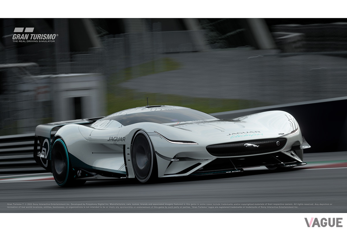 ジャガーのデザインチームが作成したリバリーを纏った「Vision Gran Turismo SV」