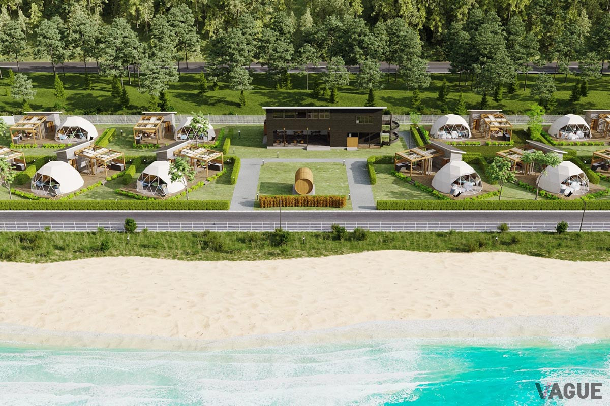 人気のサーフポイントがあることでも知られる大洗に開業した新施設は、豊かな自然に囲まれた開放感あるエリアに誕生した