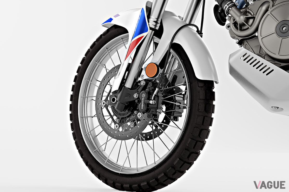 フロントサスペンションは240mmというたっぷりとしたストロークを確保