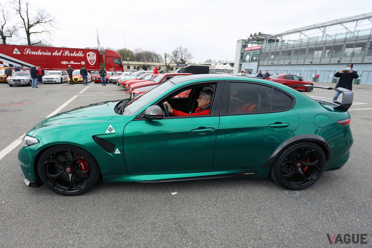 モンツァ・サーキットにて。新型「ジュリアGTAm」（C）Scuderia del Portello