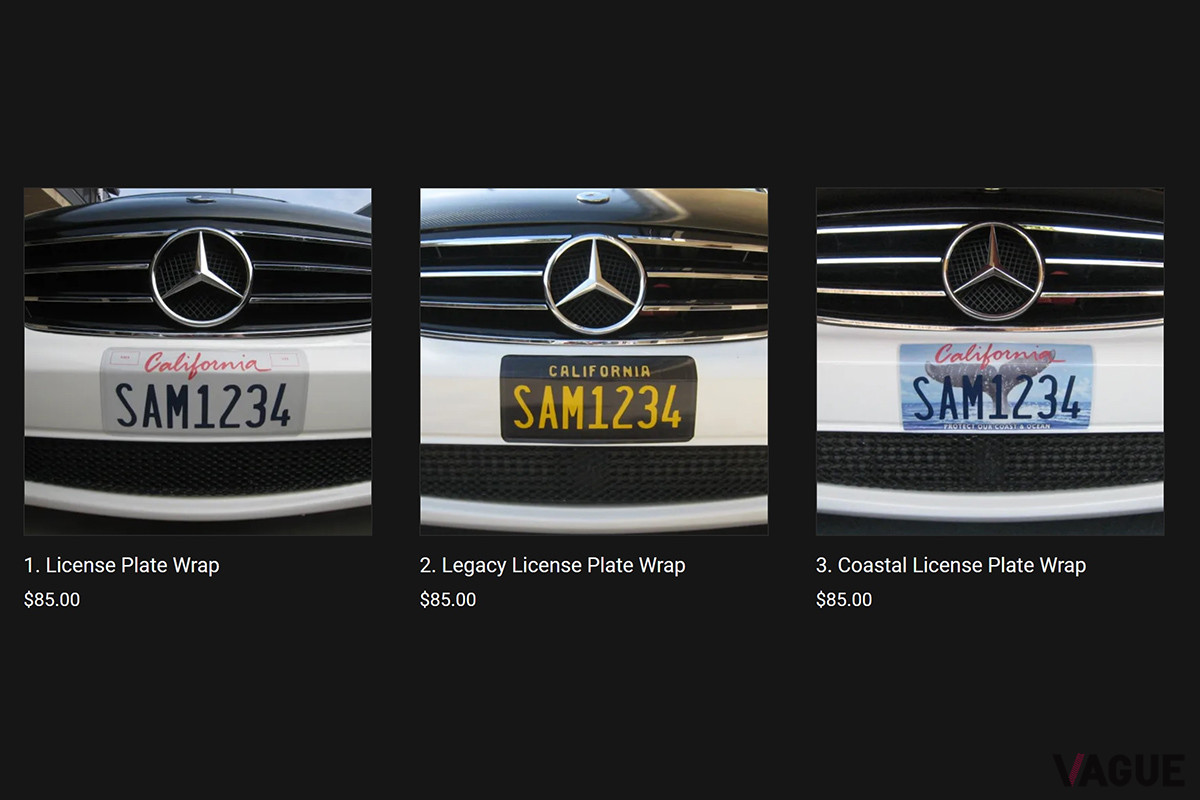 License Plate Wrap社のウェブサイトでは8種類のデザインが選べる（C）License Plate Wrap