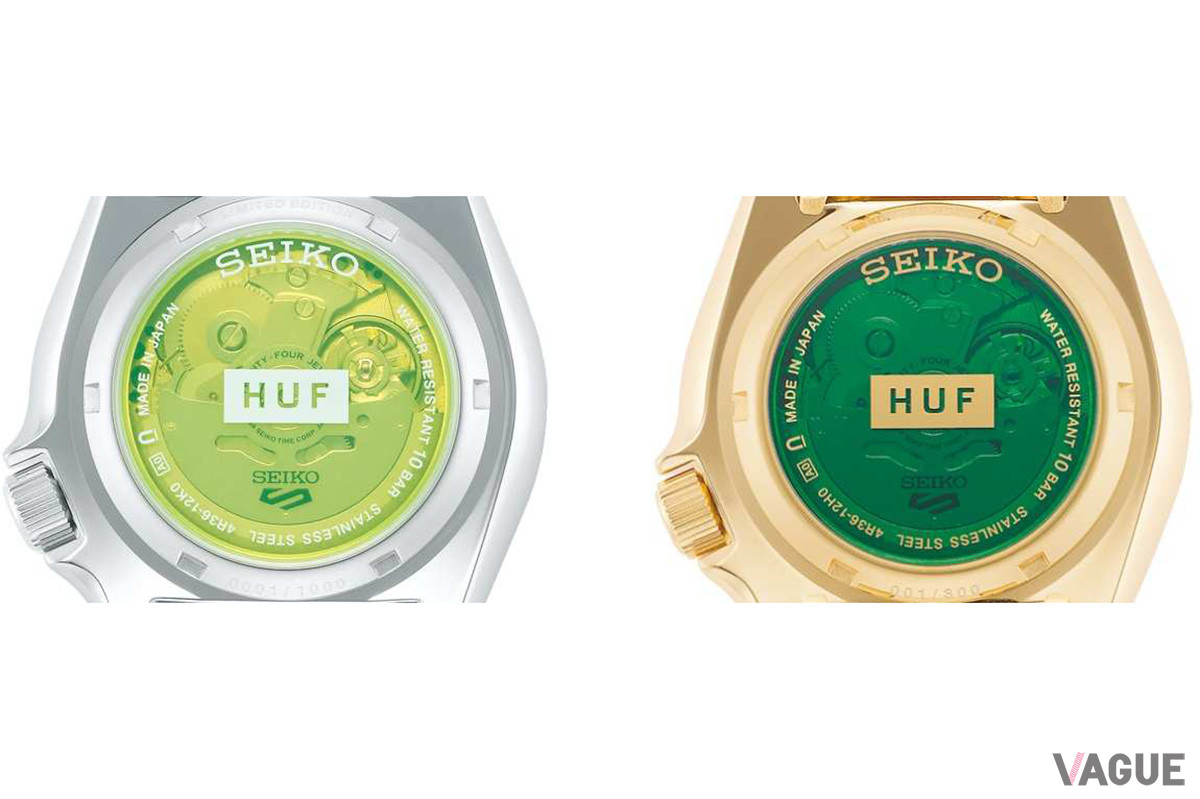 シースルーバックには「HUF」をイメージしたグリーンカラーでアレンジ