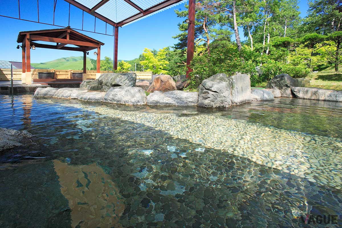 系列の「池の平ホテル＆リゾーツ」に付随する大露天風呂やサウナ、水風呂も利用可能だ