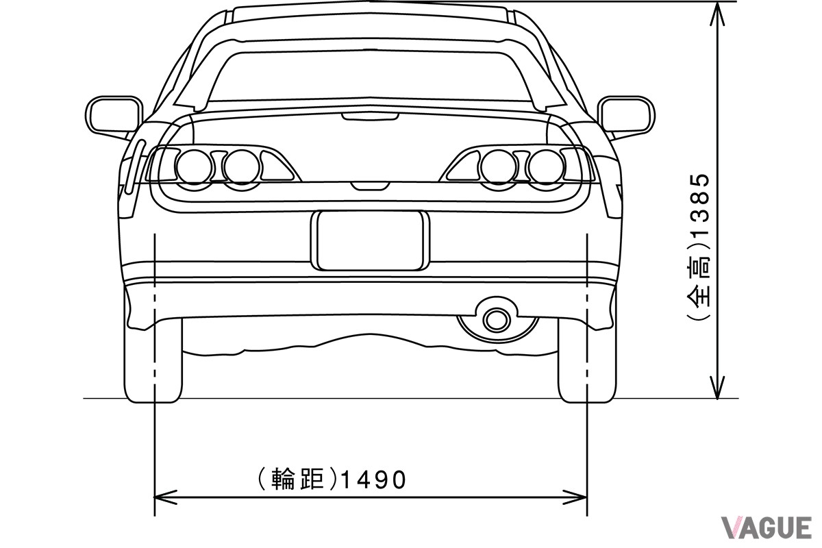 ホンダ2代目「インテグラタイプR」の寸法図