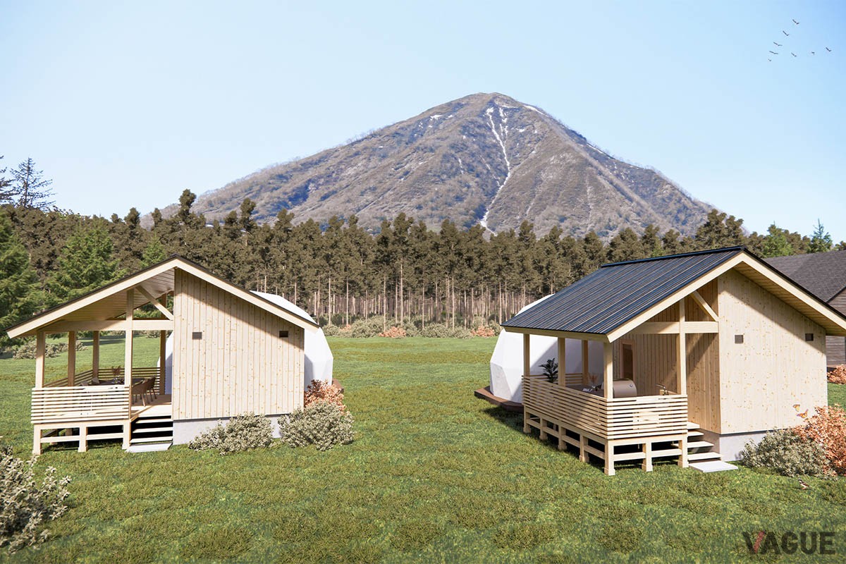 新施設は尻別岳の麓にドーム型テントとトレーラーハウス、全3棟を用意